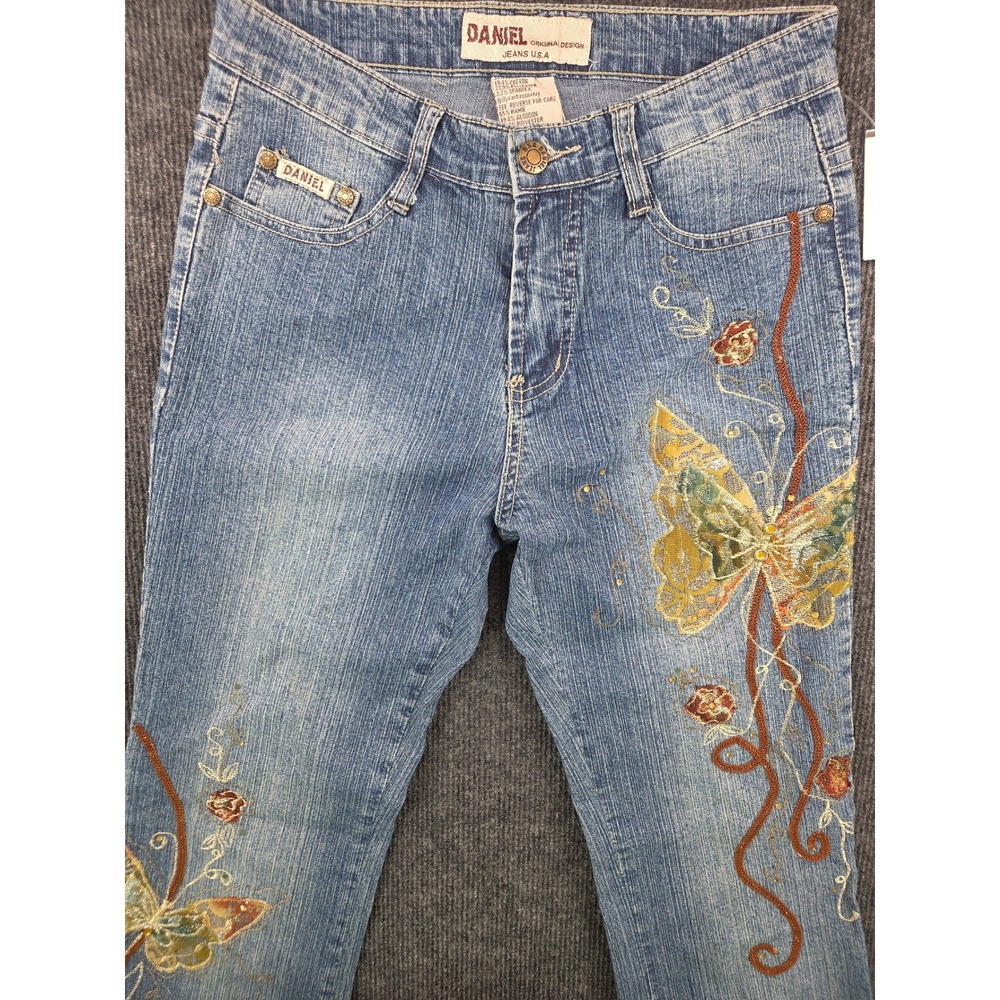 Daniel Jeans USA Vintage Y2K Butterfly Embroidered fairycore Embellished Sz.3-4